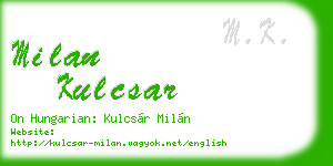 milan kulcsar business card